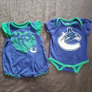 Vancouver Canucks NHL Diaper Shirt & Onesie 2 Piece Bundle 0-3 Month Size